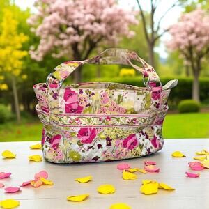 Vera Bradley Shoulder Tote Bag Make Me Blush Handbag Floral Purse Pockets Pink